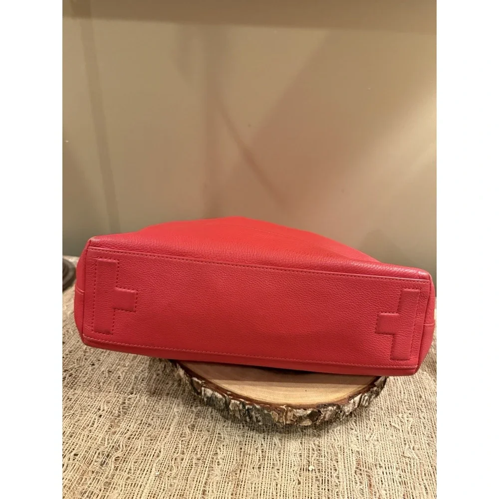 Tory Burch Duet Leather Hobo  Shoulder Bag in Cherry Apple New Ivory  $450